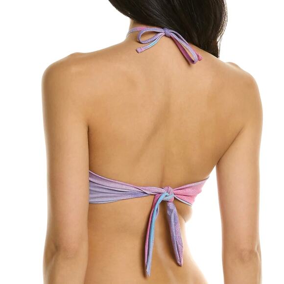 BCBG Shimmer Rainbow Bikini Convertible Keyhole Halter Swim Top XL NWT - Picture 2 of 4